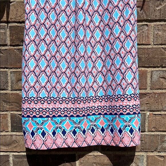 Cabana Life Colorful Geometric Pattern Coral Blue Summer Sun Beach Tie Dress S - Picture 13 of 16